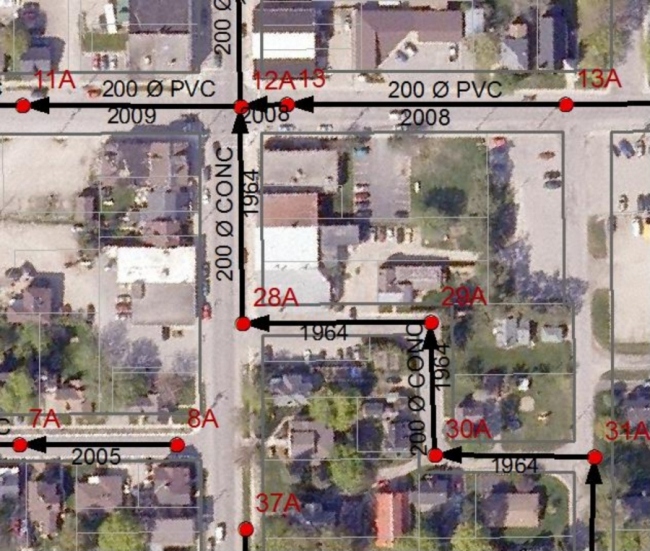 A piped asset map for the Township of Perth East